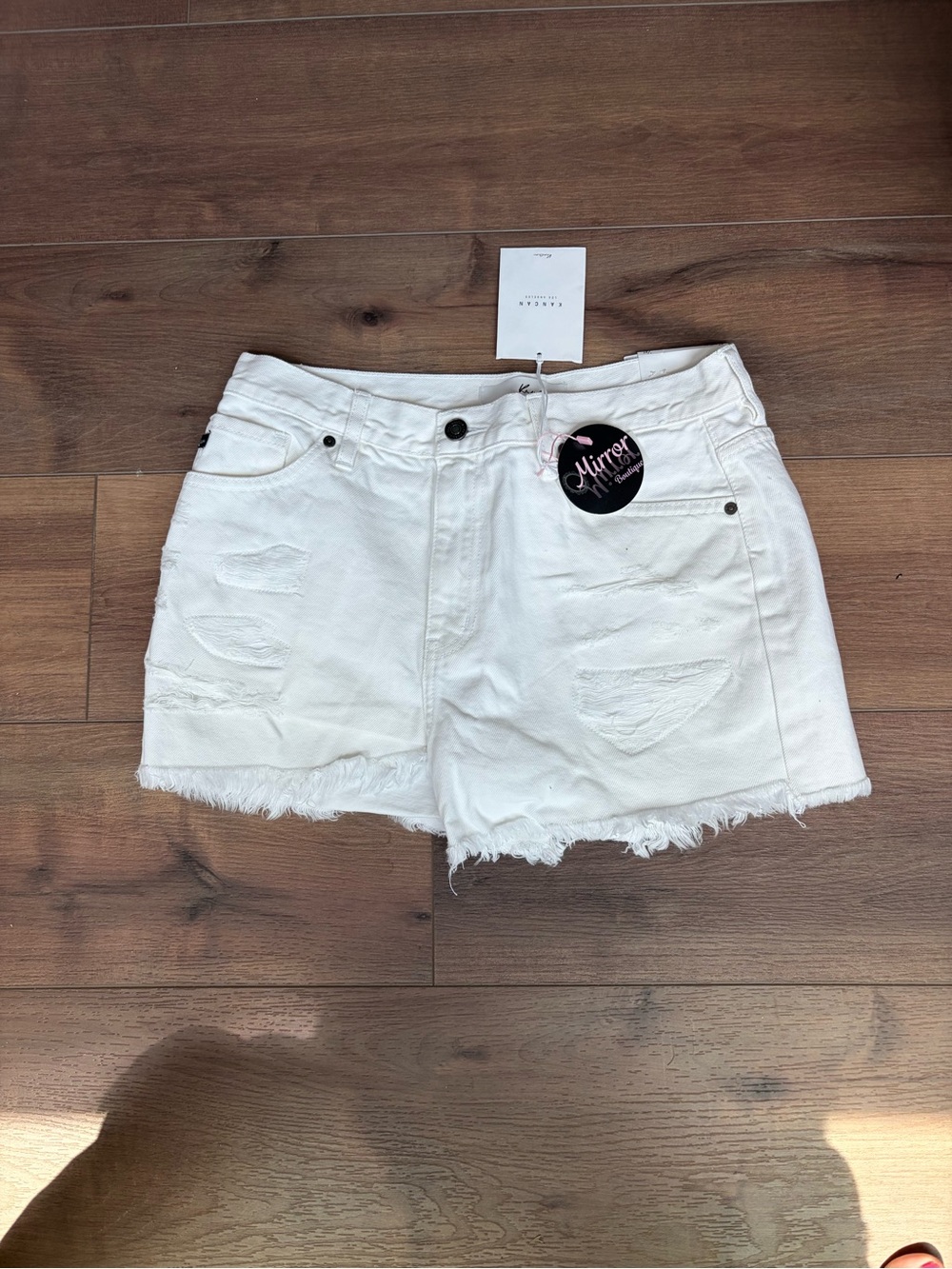 KanCan White Distressed Denim Jean Shorts